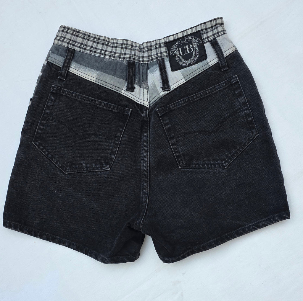 Vintage Union Bay Black Denim Shorts with Polka Dot Pockets – Size 5 Y2K