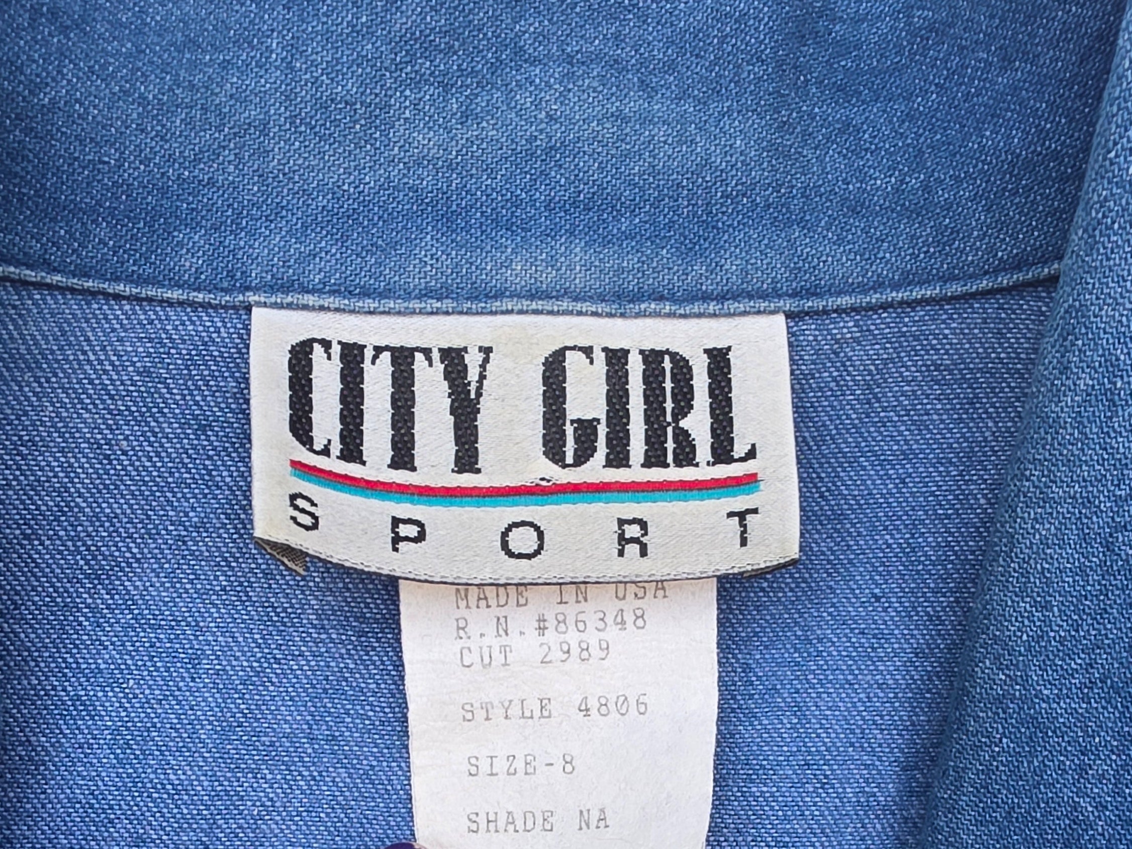 Vintage City Girl Sport Patchwork Denim Blazer 90s Geometric – Size 8