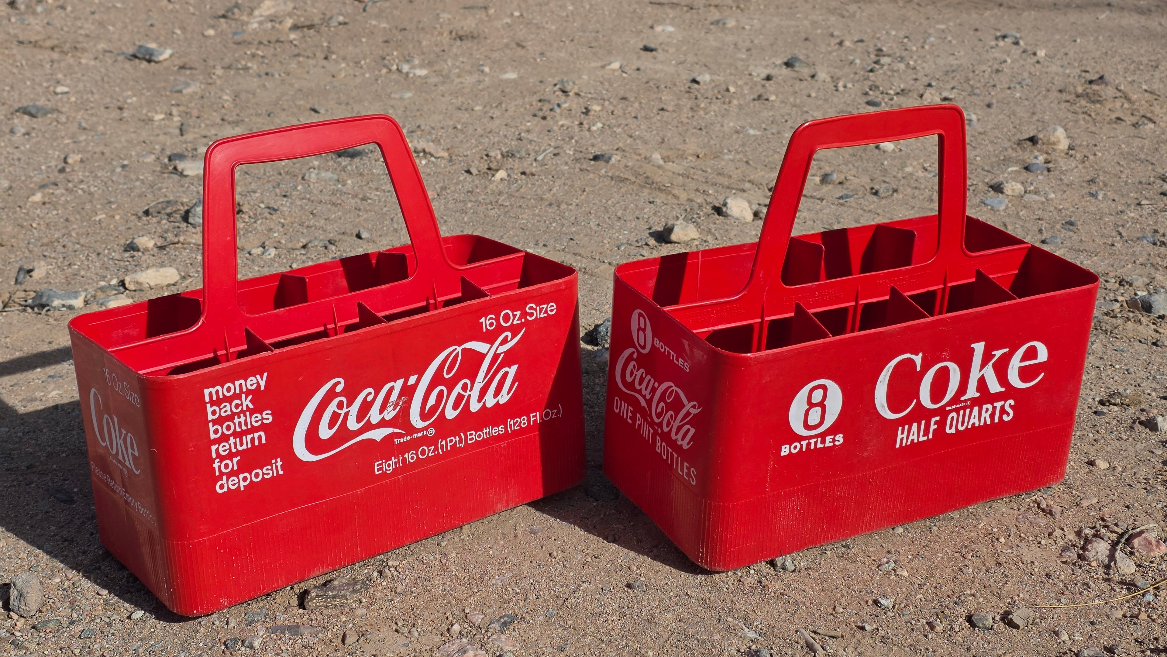 Vintage Coca-Cola Red Plastic Bottle Carrier – 8 Bottle 16oz Coke Crate (1970s) set of 2