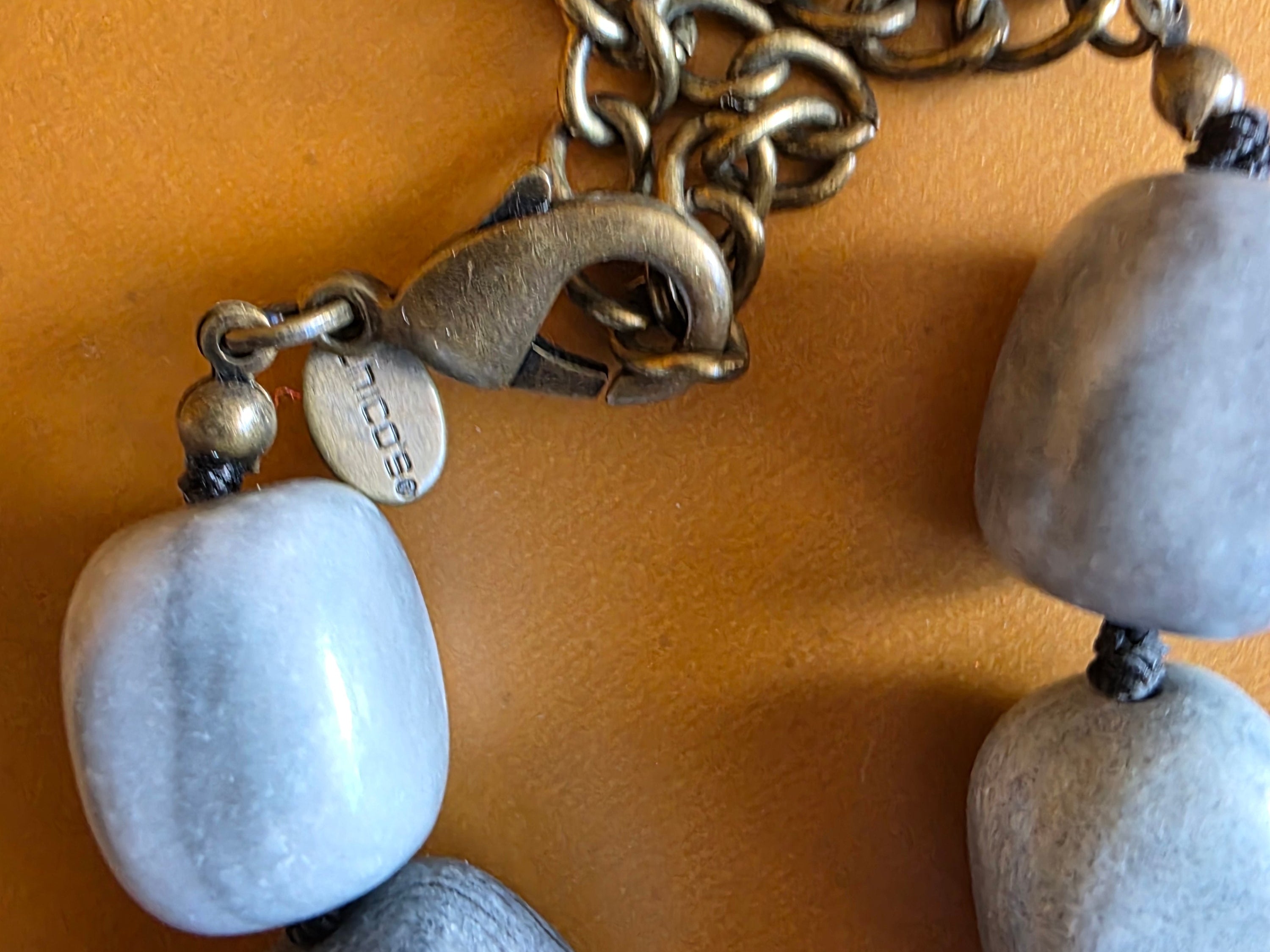 Chico’s Gray Stone Beaded Necklace – Chunky Natural Stone Statement Necklace