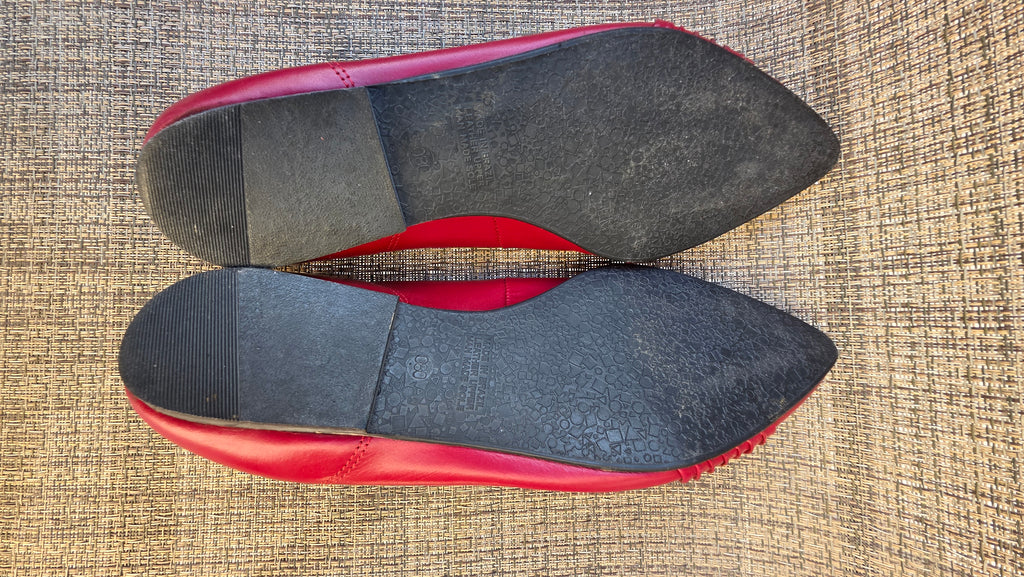 Vintage Red Leather Flats by Flings – Made in Brazil – Pointed Toe Women’s Shoes