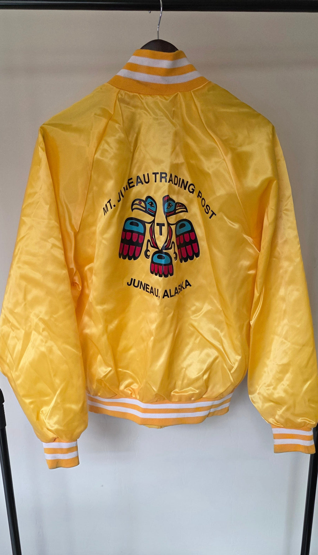 Vintage Mt. Juneau Trading Post Jacket Yellow Alaska Souvenir Made in USA XL
