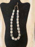 Chico’s Gray Stone Beaded Necklace – Chunky Natural Stone Statement Necklace