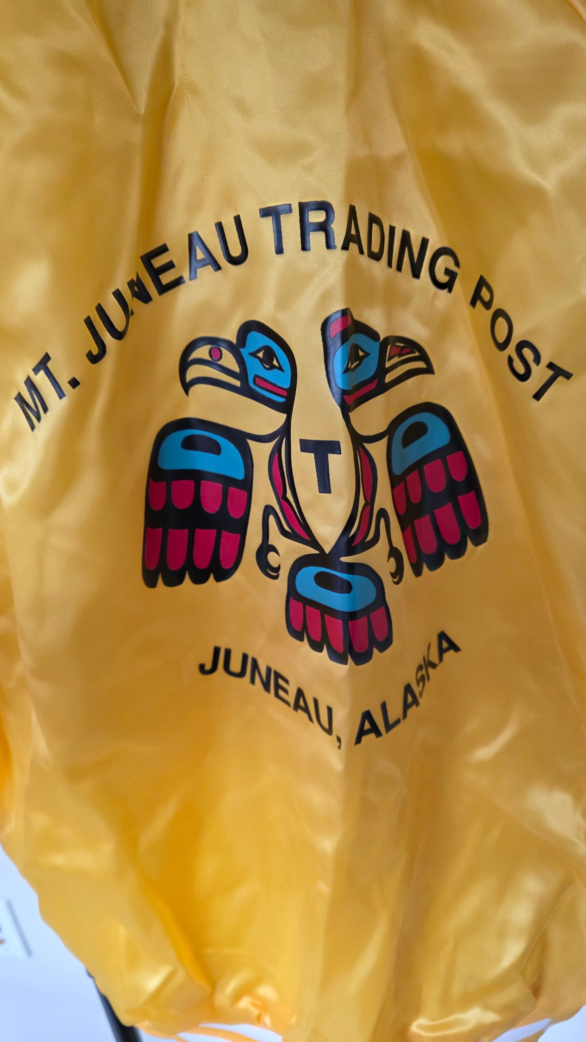 Vintage Mt. Juneau Trading Post Jacket Yellow Alaska Souvenir Made in USA XL