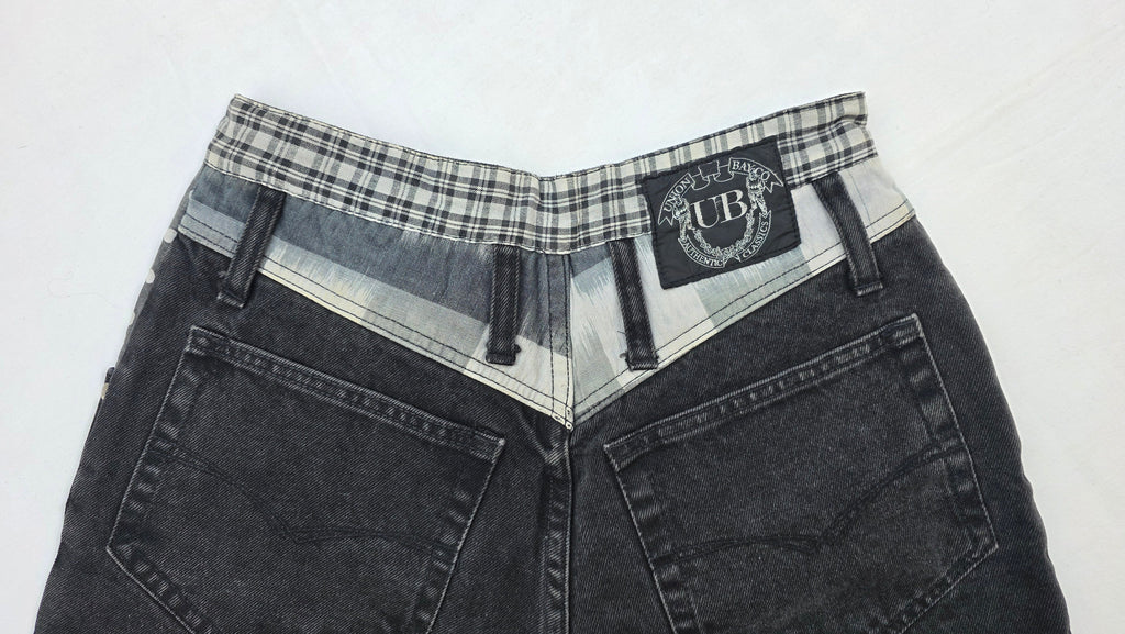 Vintage Union Bay Black Denim Shorts with Polka Dot Pockets – Size 5 Y2K