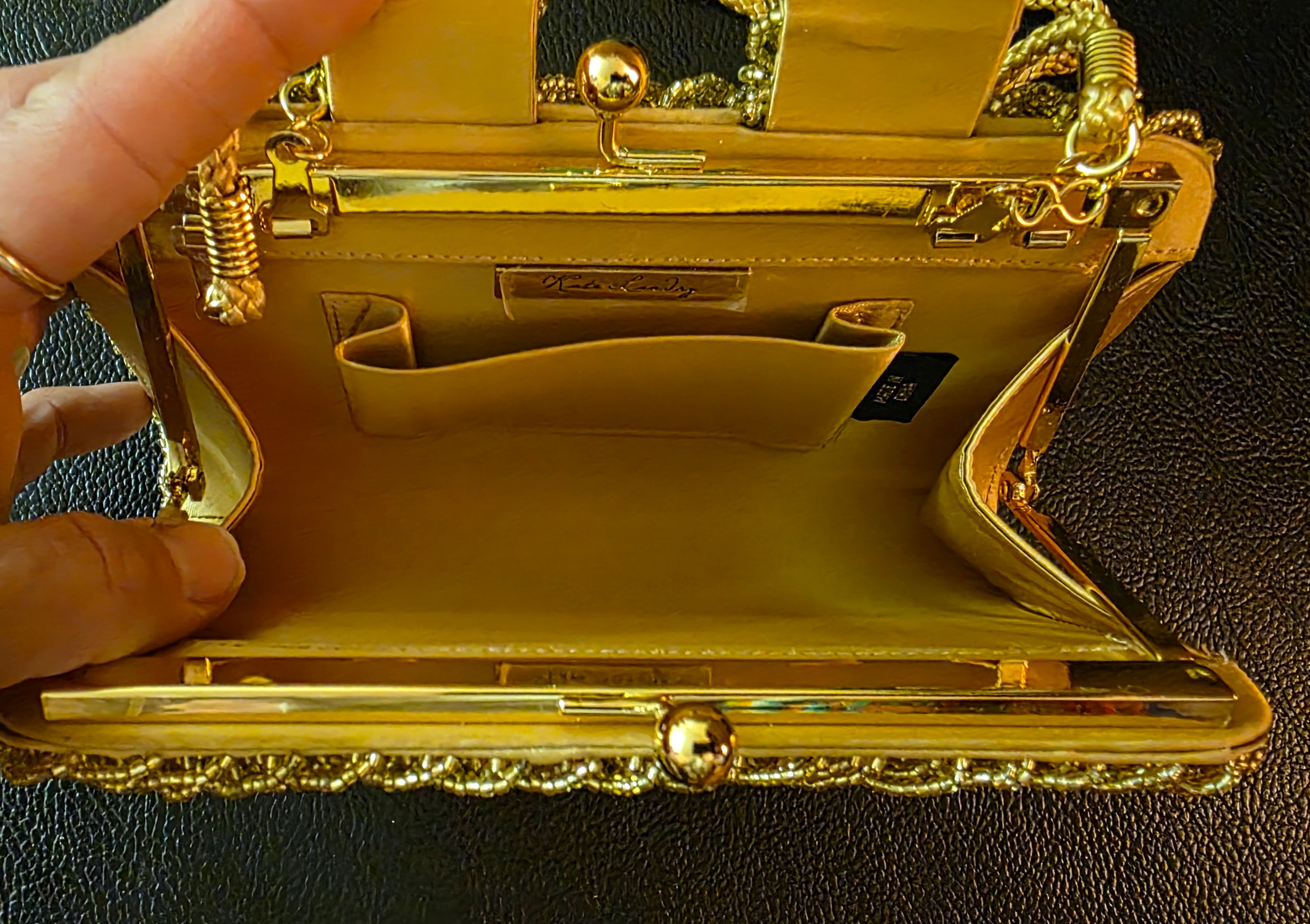 Vintage Kate Landry Gold Beaded Evening Bag – Old Hollywood Glam Clutch Purse