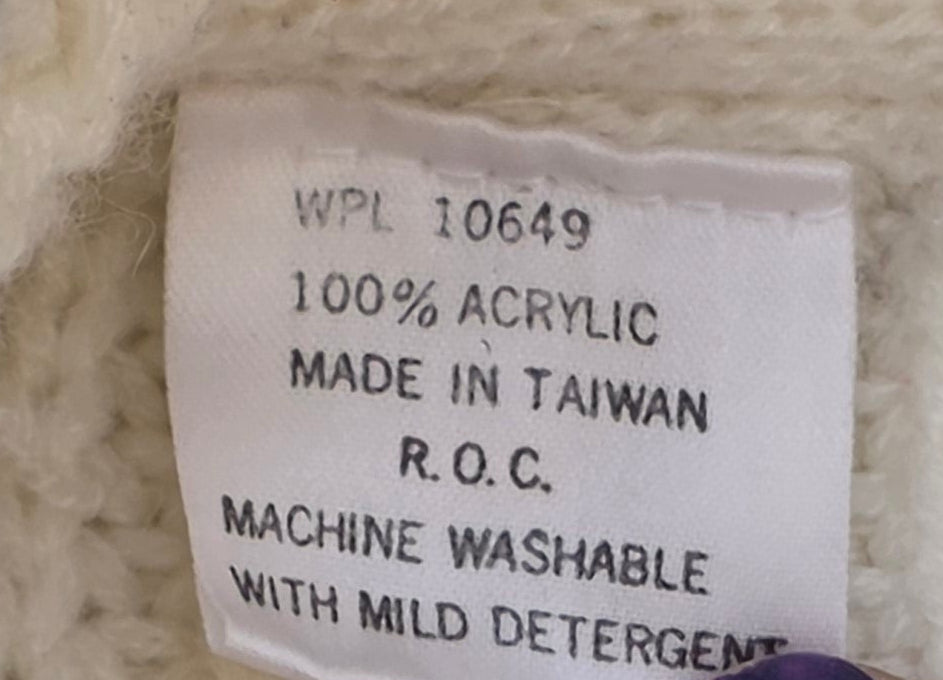 Vintage Southwestern Knit Cardigan Cream Shawl Sweater Collar Geometric Design