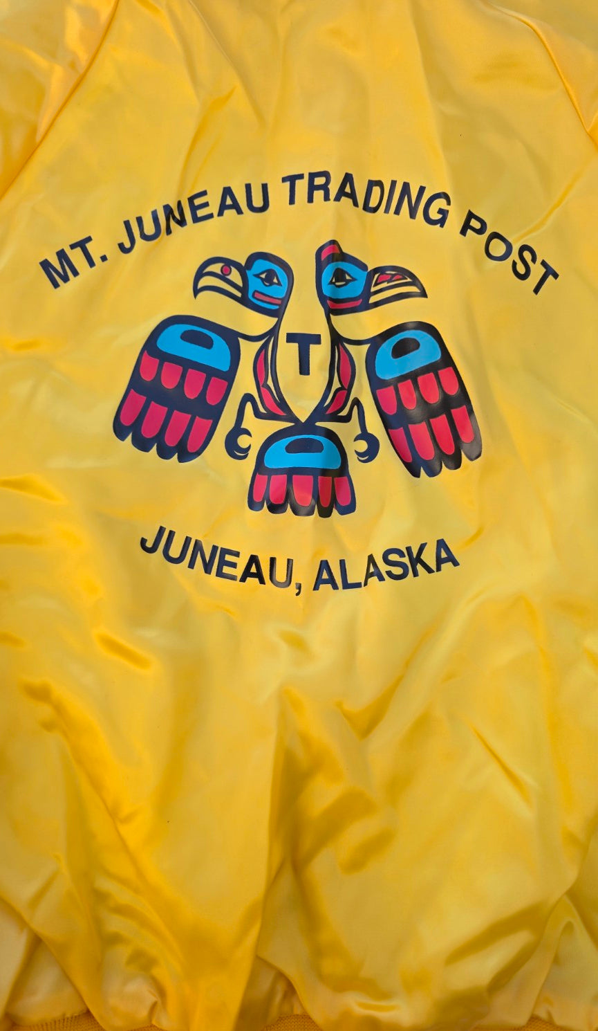 Vintage Mt. Juneau Trading Post Jacket Yellow Alaska Souvenir Made in USA XL