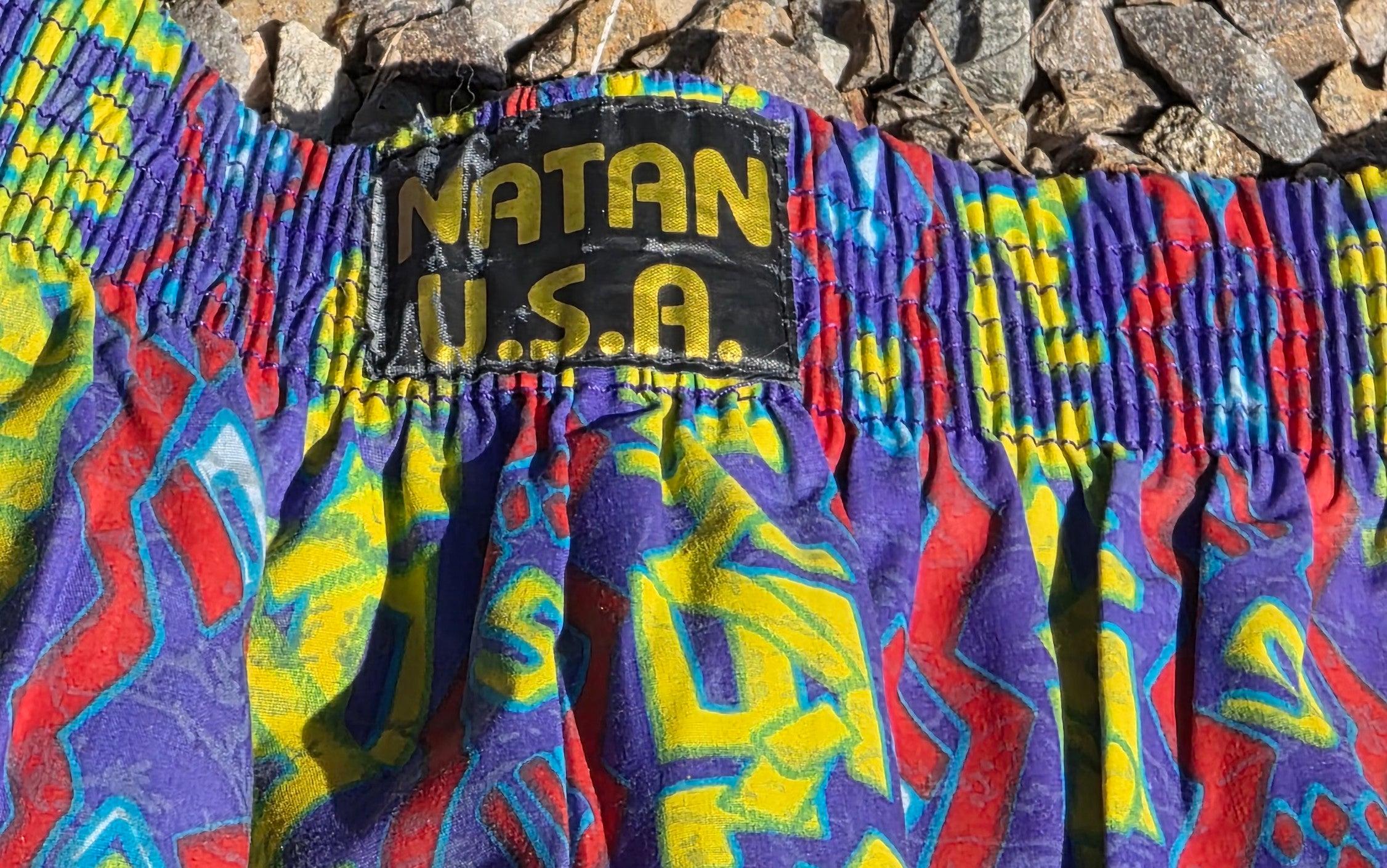 Vintage Natan U.S.A. Neon Abstract Jogger Pants – 80s 90s Memphis Print