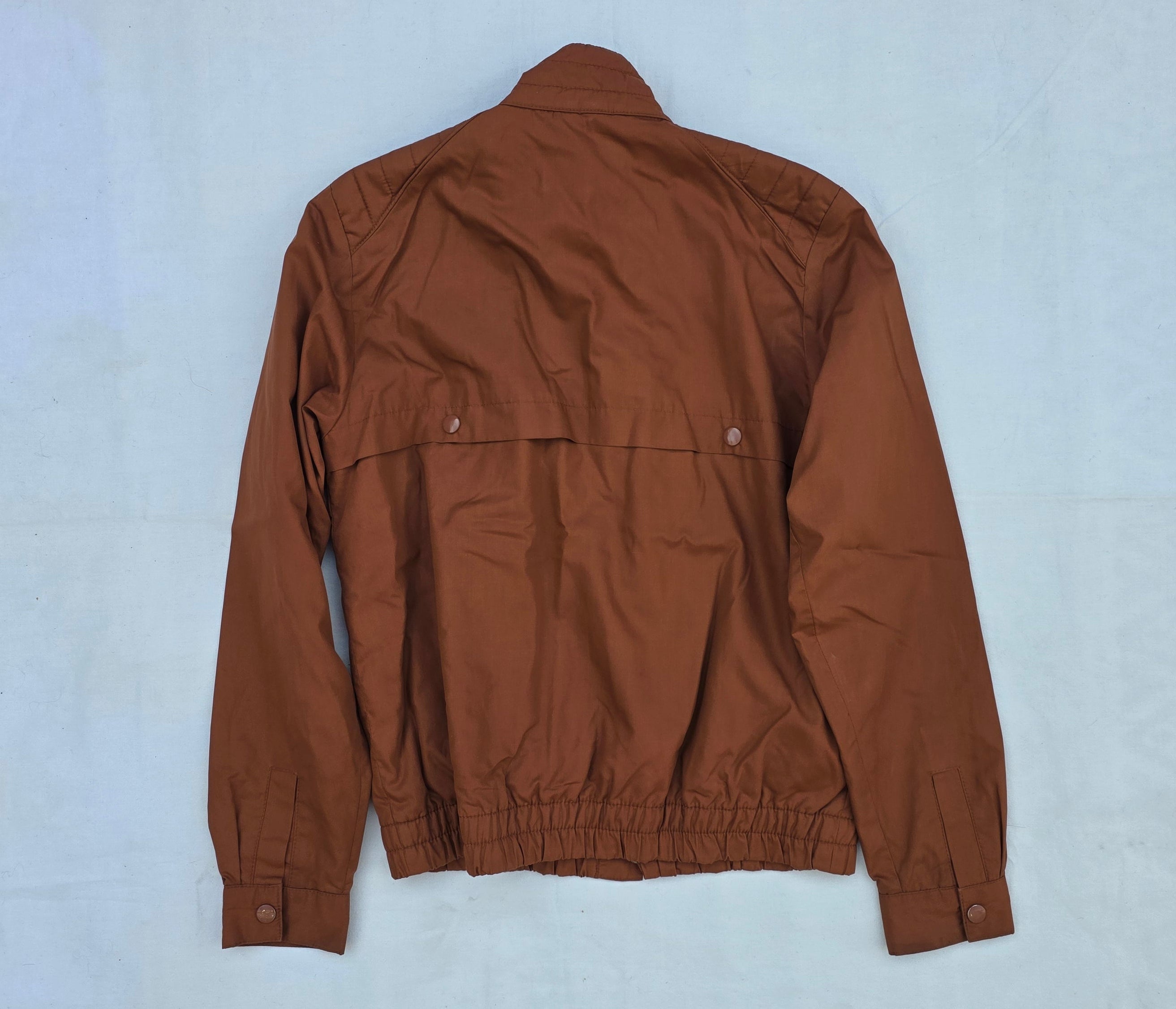 Members Only Classic Brown Racer Jacket with Plaid Lining – Zip & Snap Front