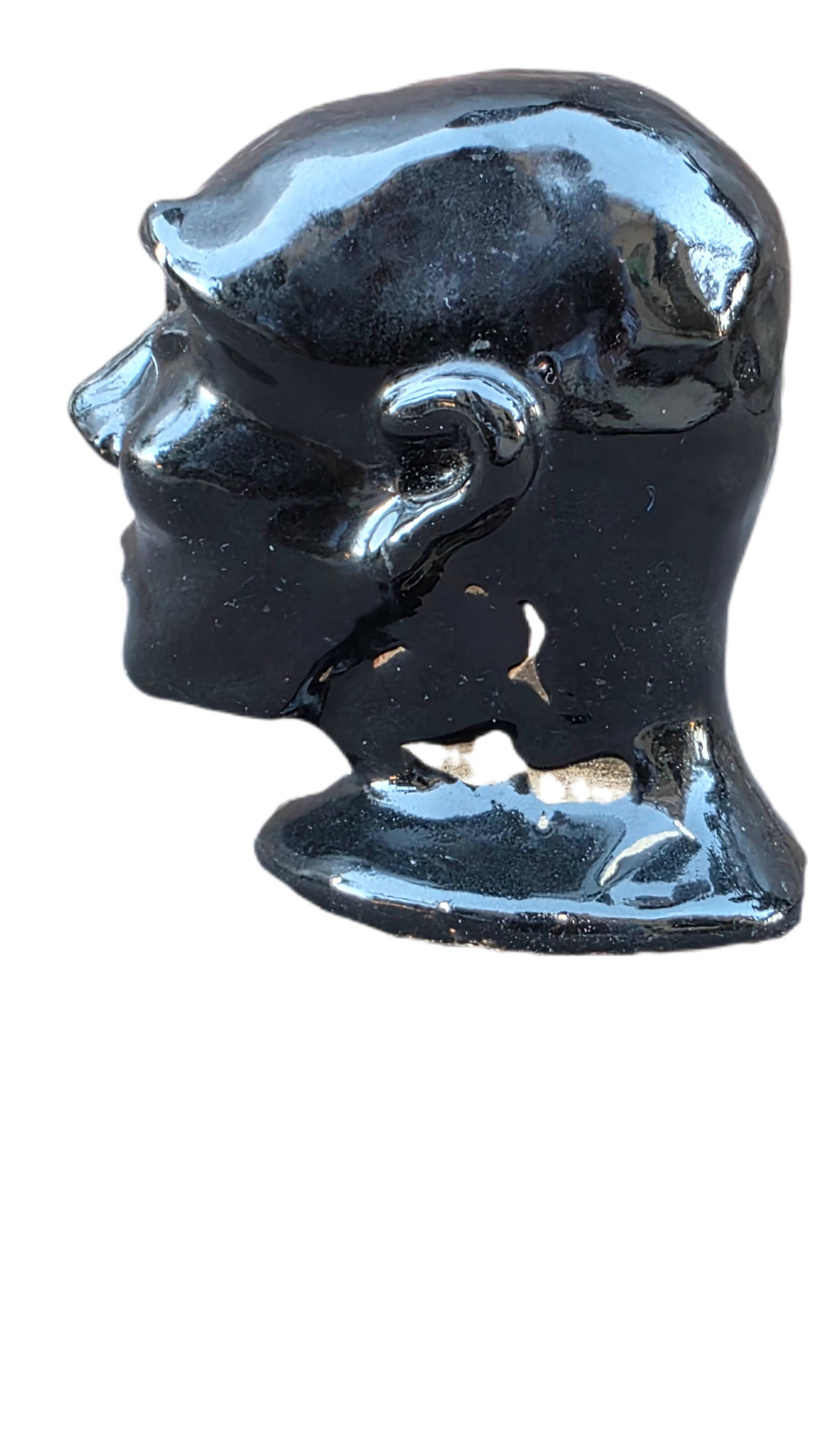 Vintage Modernist Mini Bust | Black Sculptural Totem | 5” Mid-Century Decor