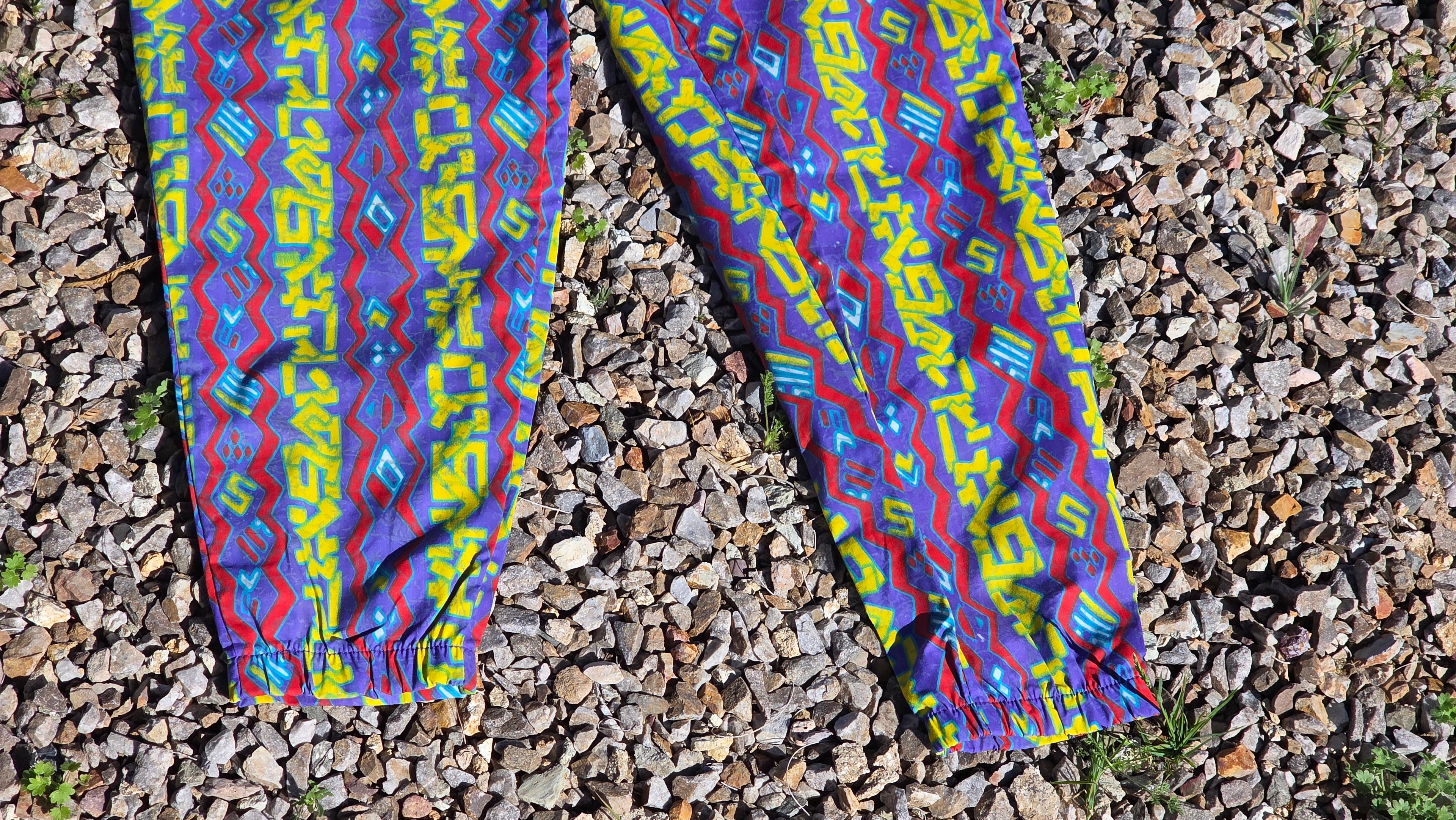 Vintage Natan U.S.A. Neon Abstract Jogger Pants – 80s 90s Memphis Print