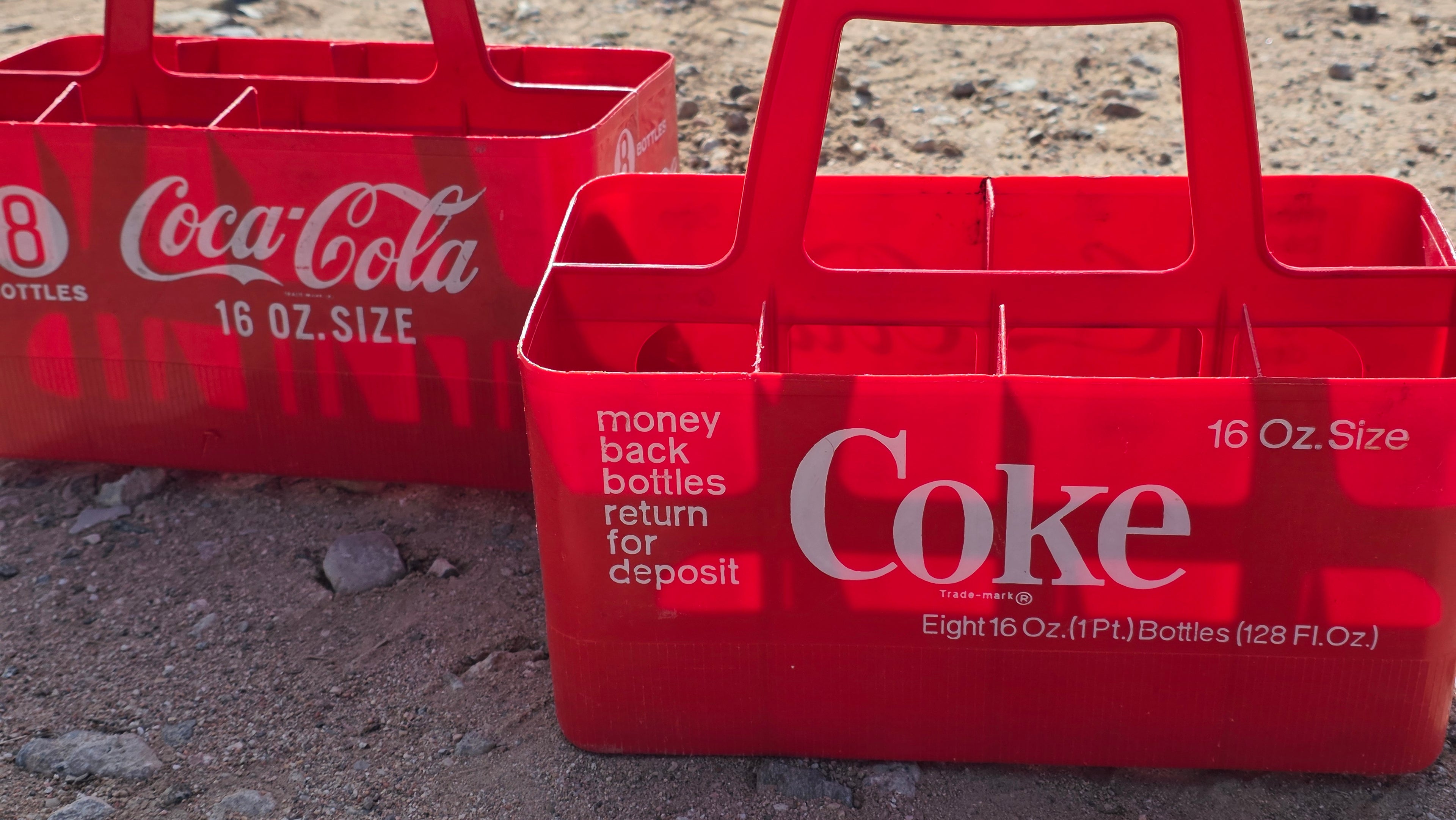 Vintage Coca-Cola Red Plastic Bottle Carrier – 8 Bottle 16oz Coke Crate (1970s) set of 2