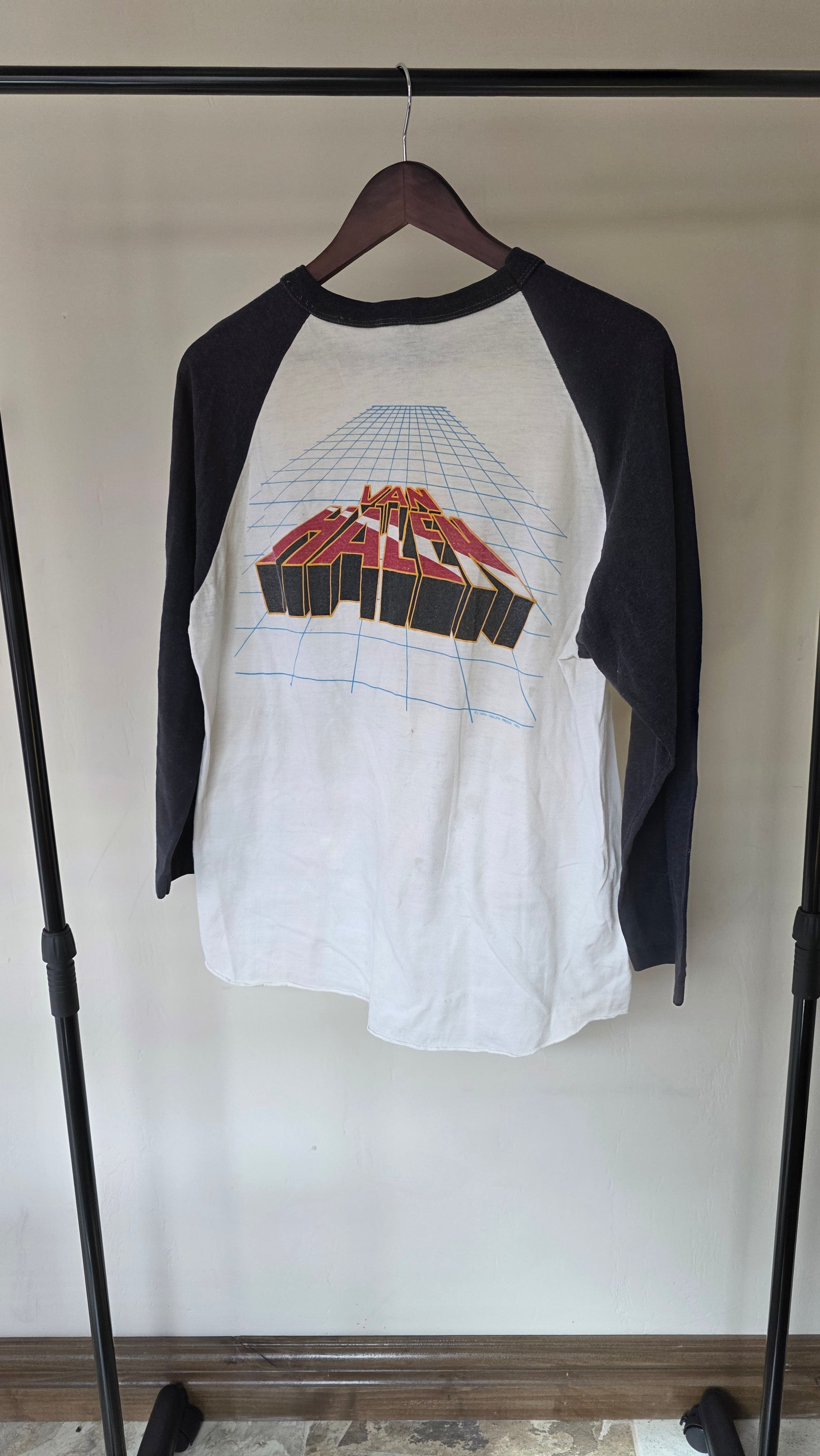 Vintage 1982 Van Halen Raglan Tour Shirt – Diver Down Era – 3/4 Sleeve Rock Tee