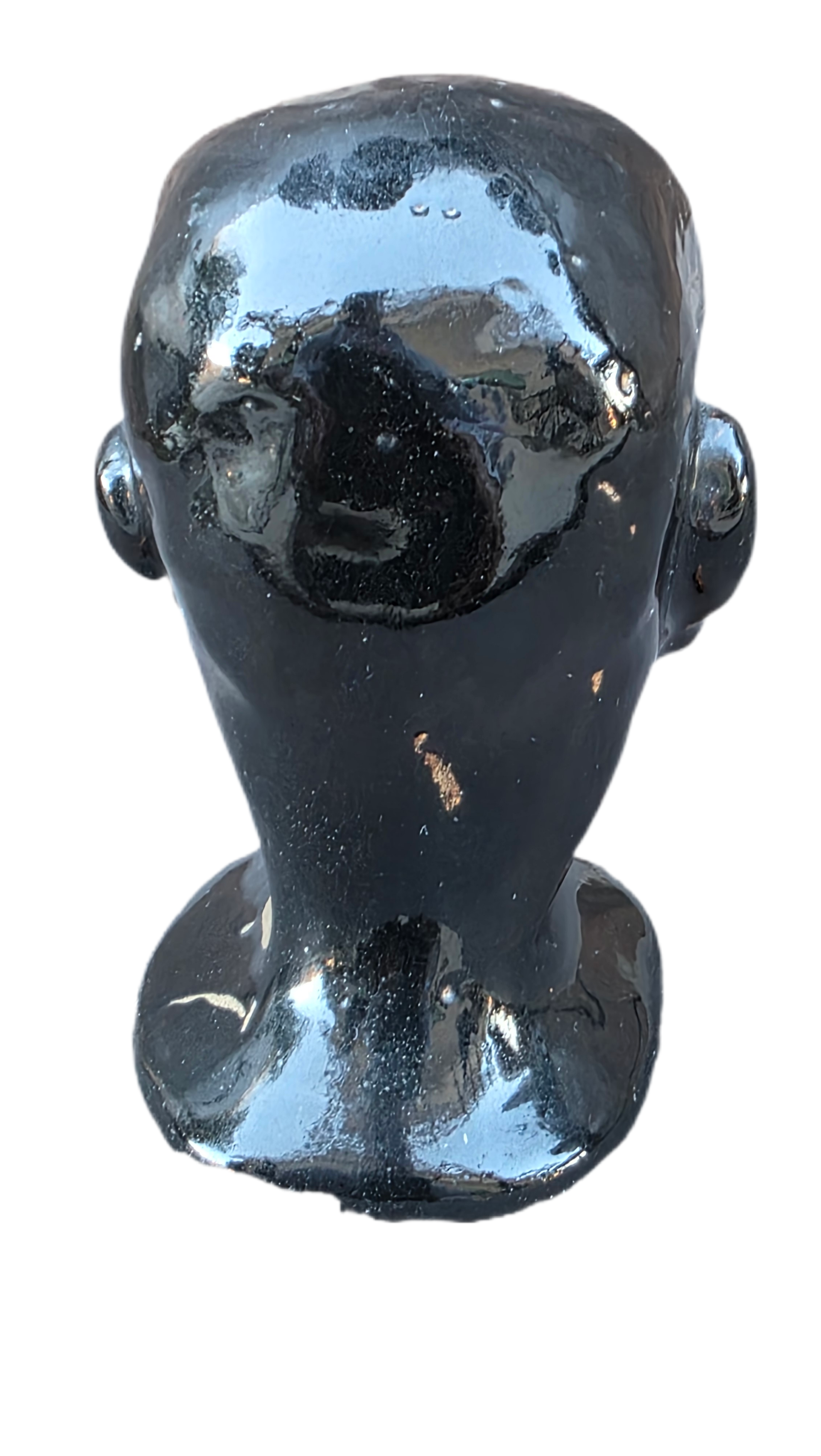 Vintage Modernist Mini Bust | Black Sculptural Totem | 5” Mid-Century Decor