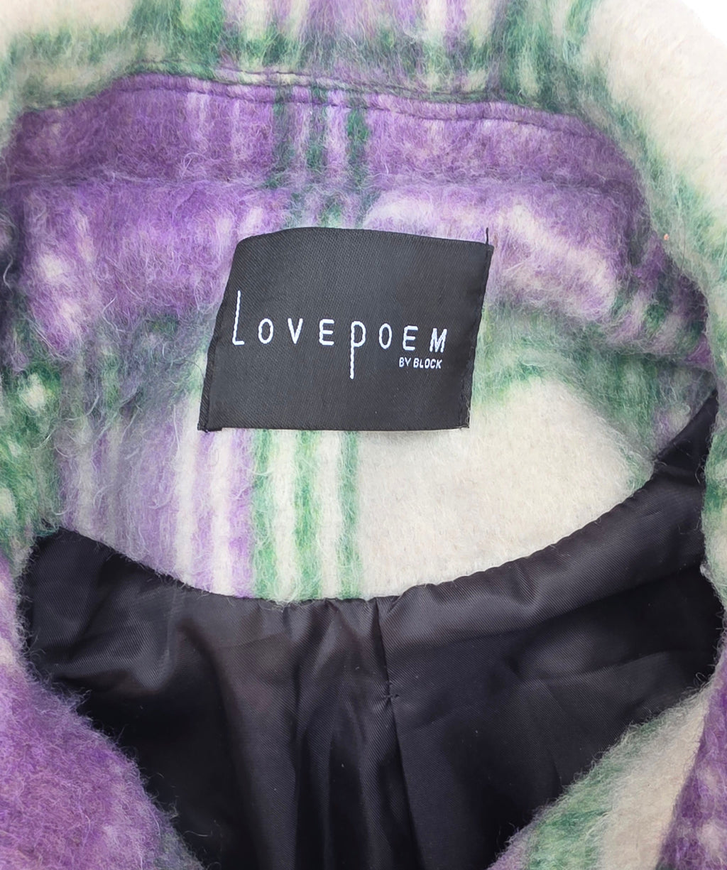 LovePoem Purple & Green Plaid Jacket Overshirt Button Front – Size M