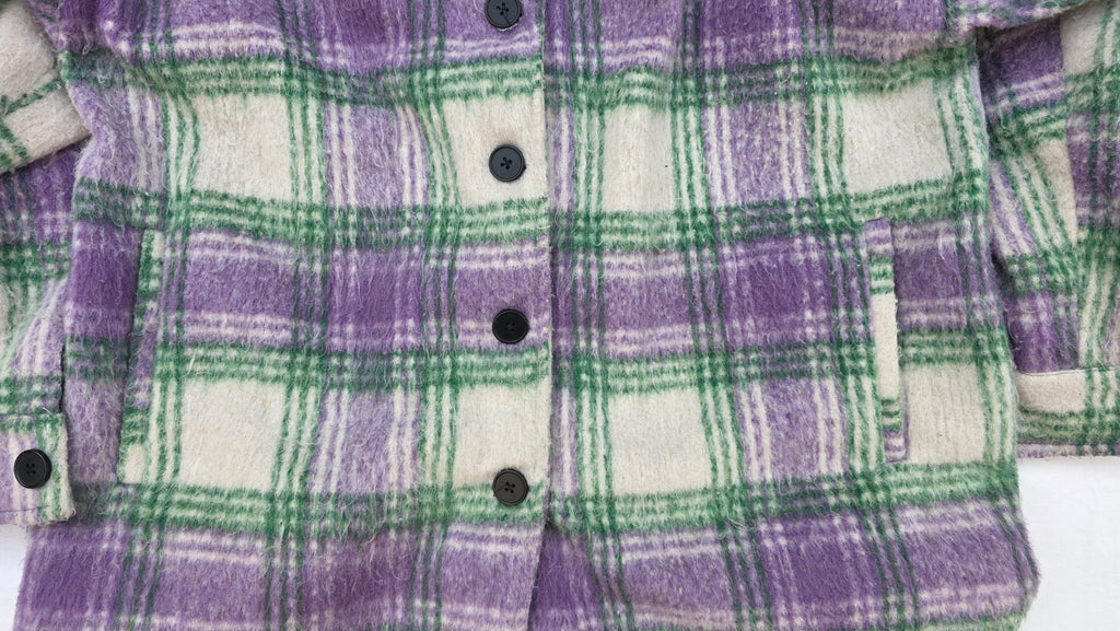 LovePoem Purple & Green Plaid Jacket Overshirt Button Front – Size M