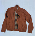 Members Only Classic Brown Racer Jacket with Plaid Lining – Zip & Snap Front