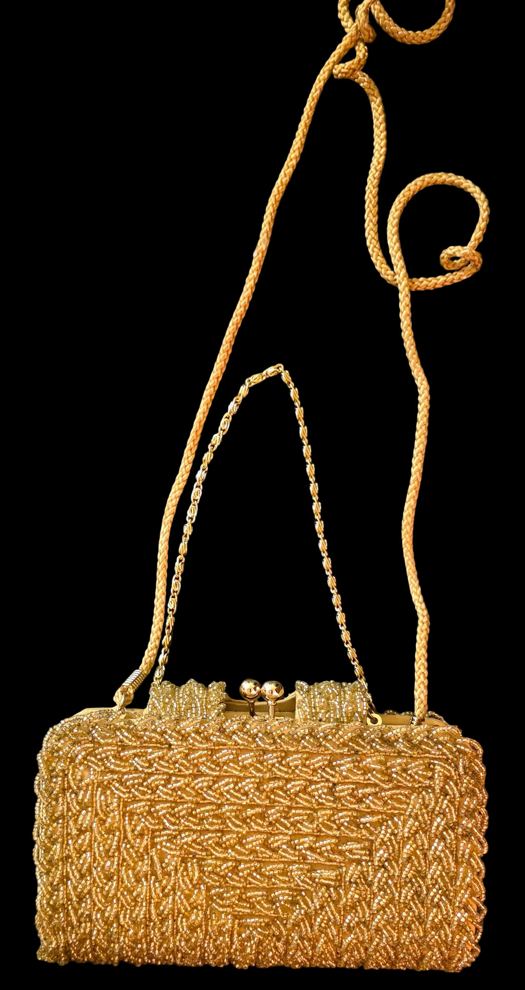 Vintage Kate Landry Gold Beaded Evening Bag – Old Hollywood Glam Clutch Purse