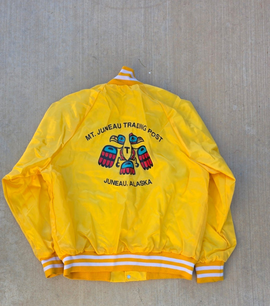 Vintage Mt. Juneau Trading Post Jacket Yellow Alaska Souvenir Made in USA XL