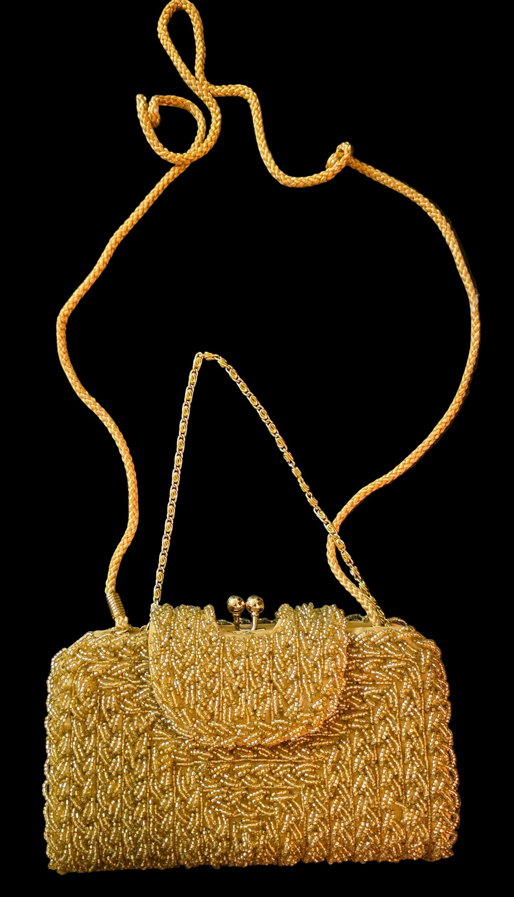 Vintage Kate Landry Gold Beaded Evening Bag – Old Hollywood Glam Clutch Purse