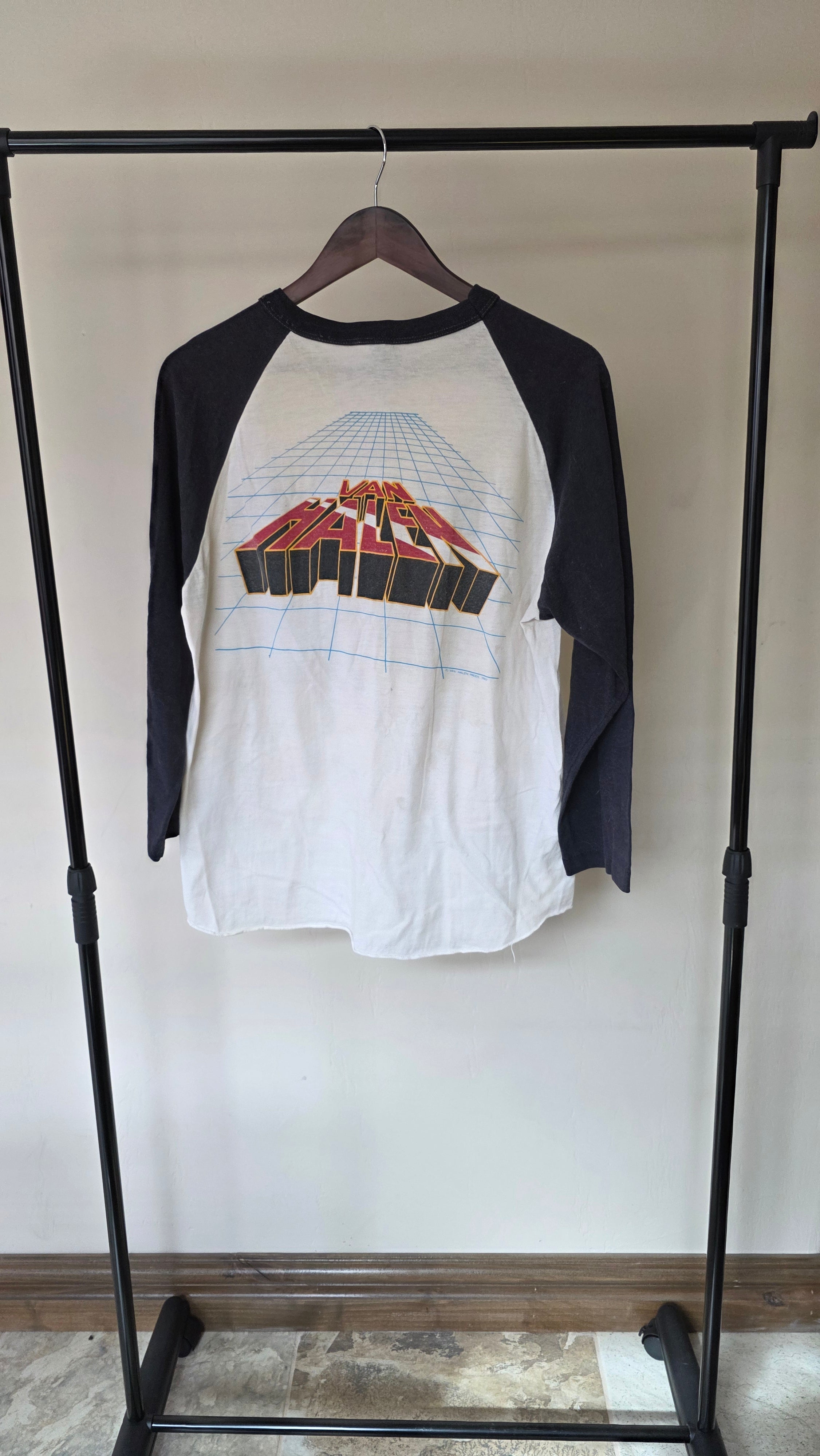 Vintage 1982 Van Halen Raglan Tour Shirt – Diver Down Era – 3/4 Sleeve Rock Tee